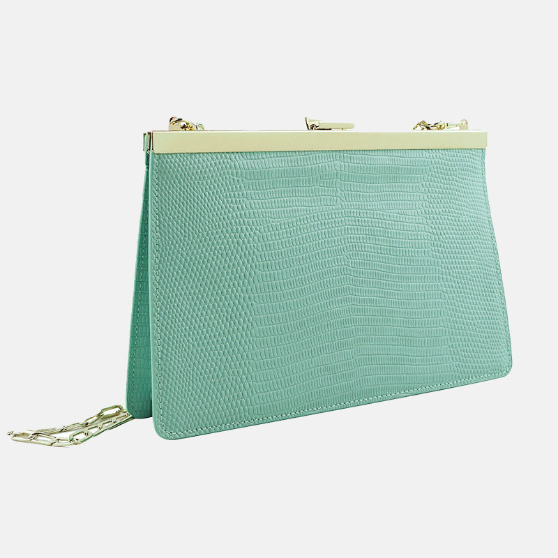 Women’s Genuine Leather Lizard Pattern clutch shape Crossbody Shoulder Bag image 3