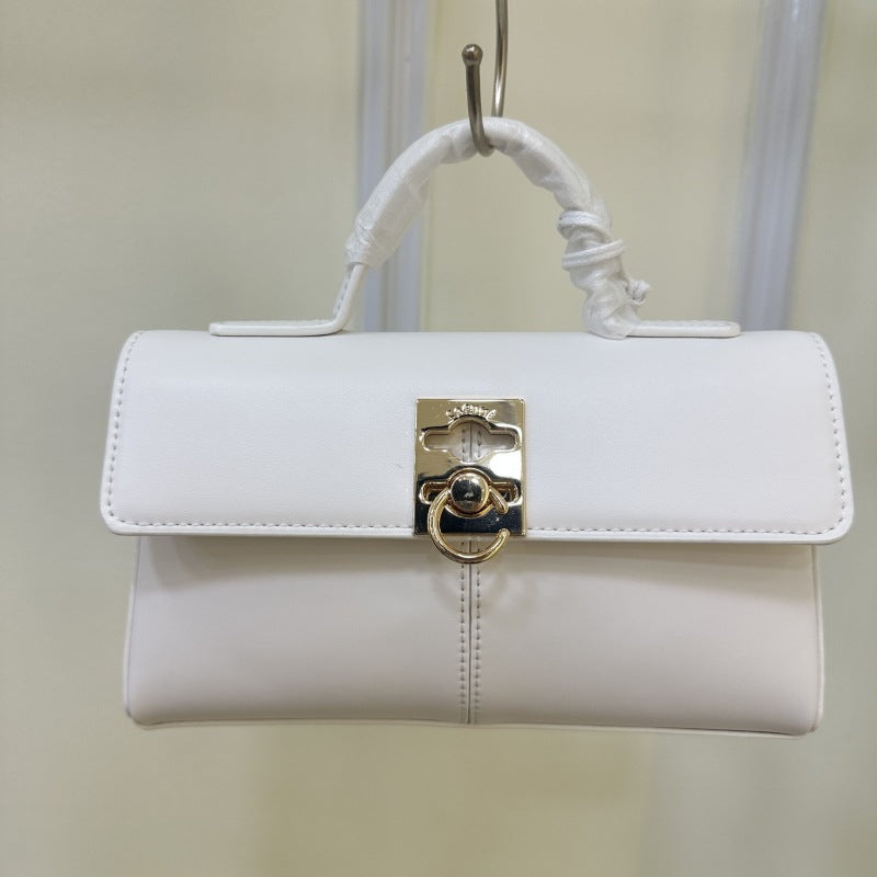 Women’s Genuine Leather Lock Buckle Crossbody Bag with Top Handle image 6