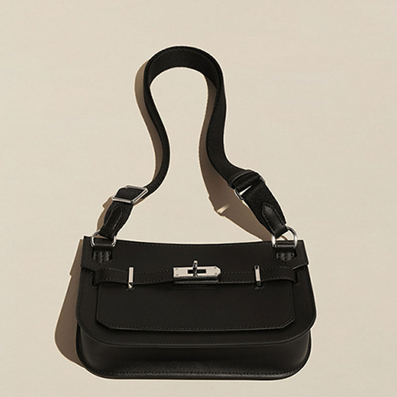 Women’s Genuine Leather Lock Buckle Crossbody Baguette Bag image 8