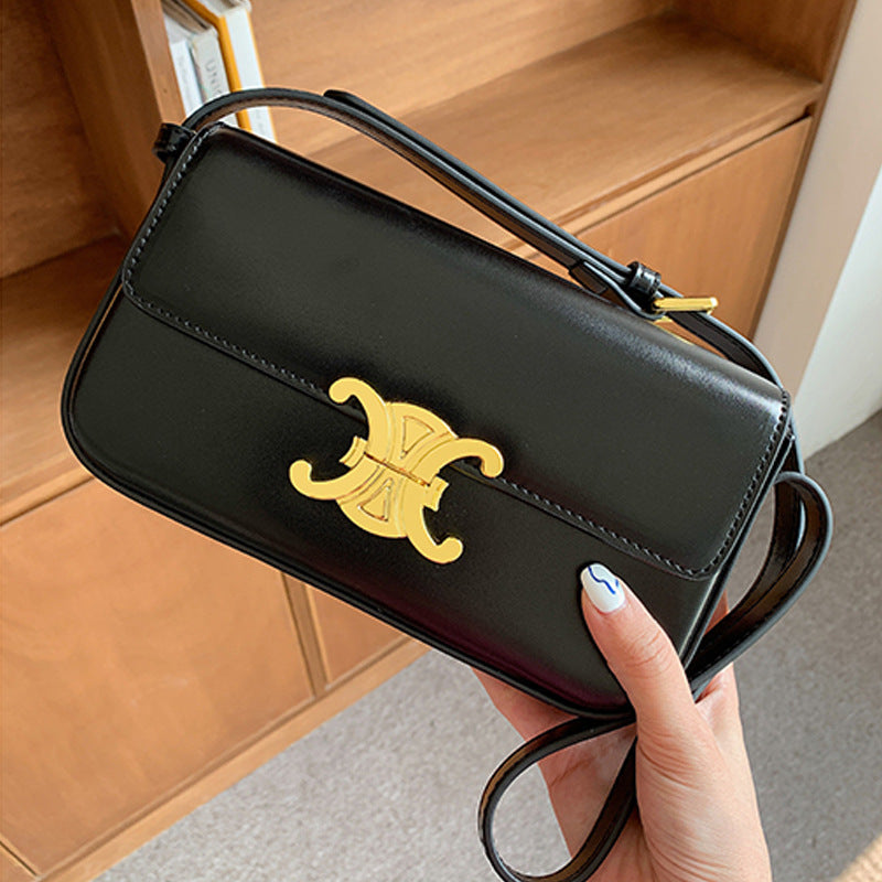 Women’s Genuine Leather Lock Clasp Crossbody Baguette Bag image 3