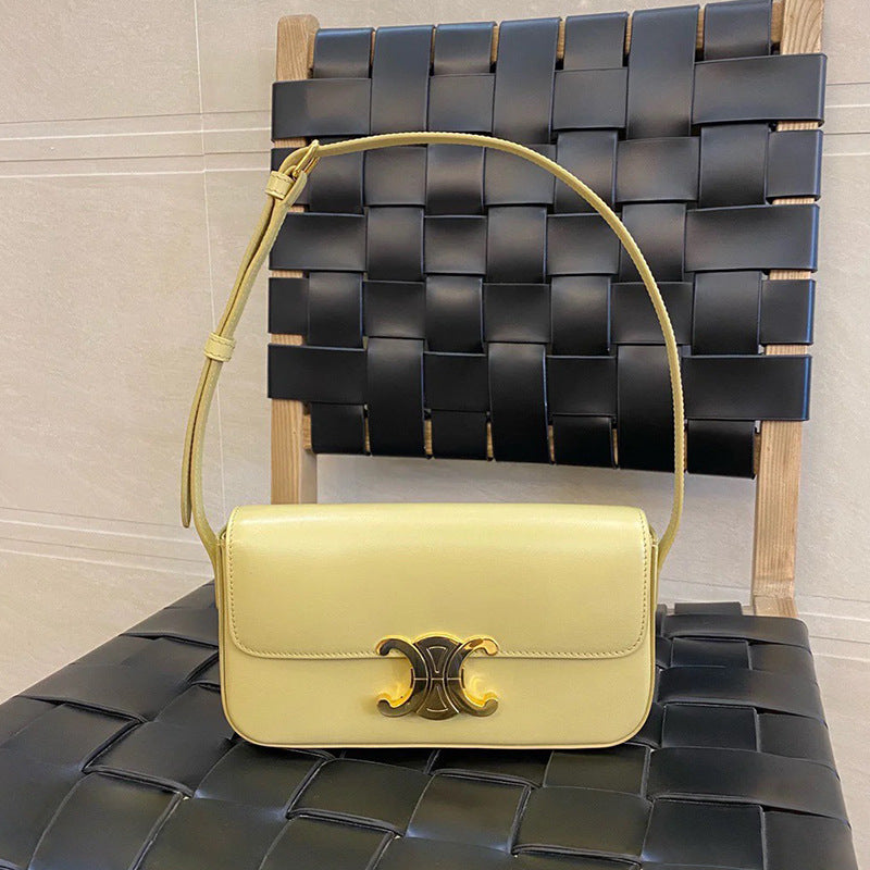 Women’s Genuine Leather Lock Clasp Crossbody Baguette Bag image 5