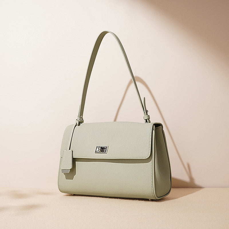 Women’s Genuine Leather Lock-Clasp Shoulder Bag In Minimalist image 5