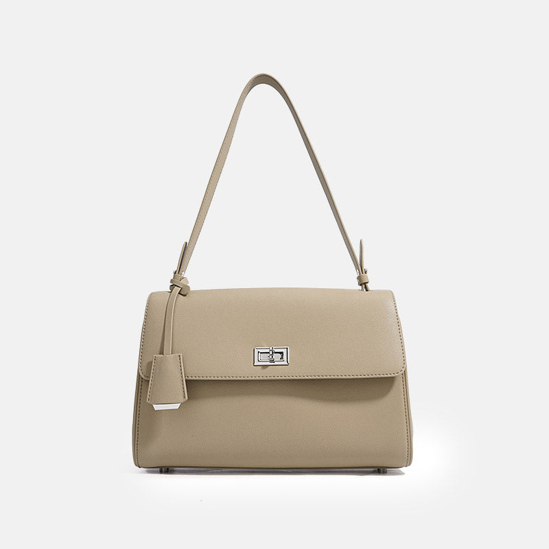 Women’s Genuine Leather Lock-Clasp Shoulder Bag In Minimalist image 7