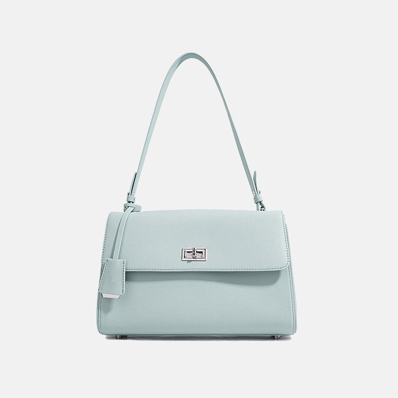 Women’s Genuine Leather Lock-Clasp Shoulder Bag In Minimalist image 8