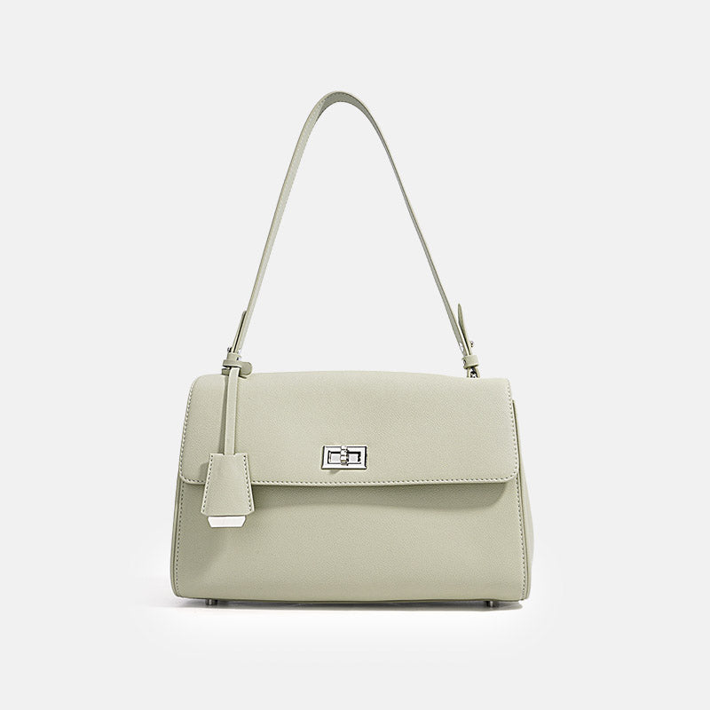 Women’s Genuine Leather Lock-Clasp Shoulder Bag In Minimalist image 4