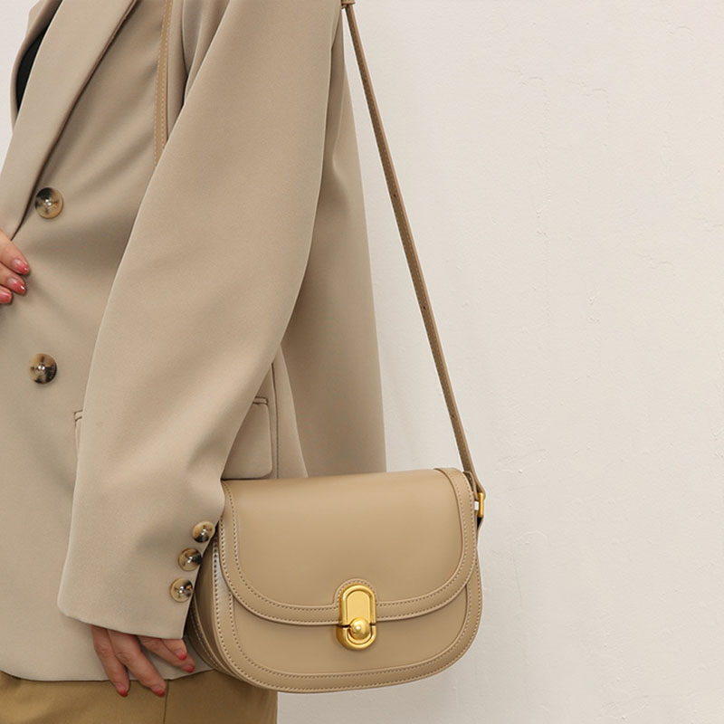 Women’s Genuine Leather Lock Closure Crossbody Saddle Bags image 6