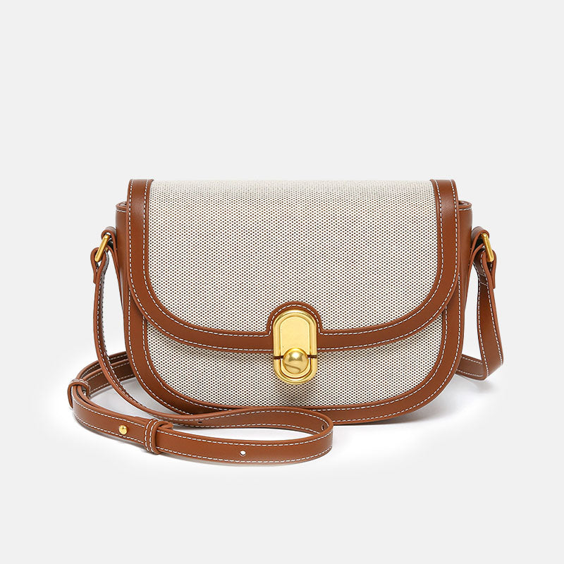 Women’s Genuine Leather Lock Closure Crossbody Saddle Bags image