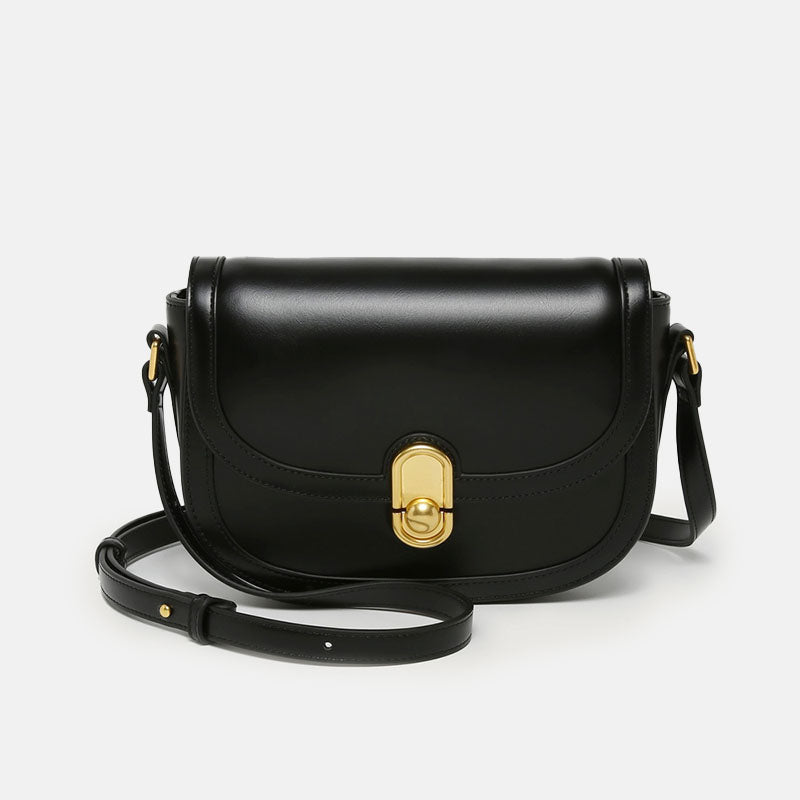 Women’s Genuine Leather Lock Closure Crossbody Saddle Bags image 7