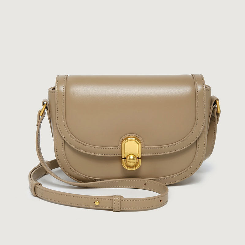 Women’s Genuine Leather Lock Closure Crossbody Saddle Bags image 5