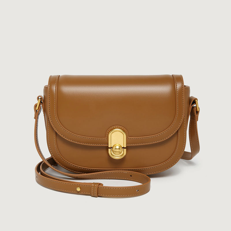 Women’s Genuine Leather Lock Closure Crossbody Saddle Bags image 9