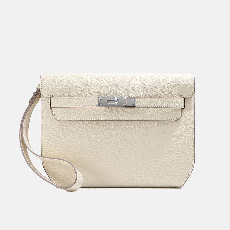 Women’s Genuine Leather Lock Crossbody Shoulder Baguette Bag In Minimalist image