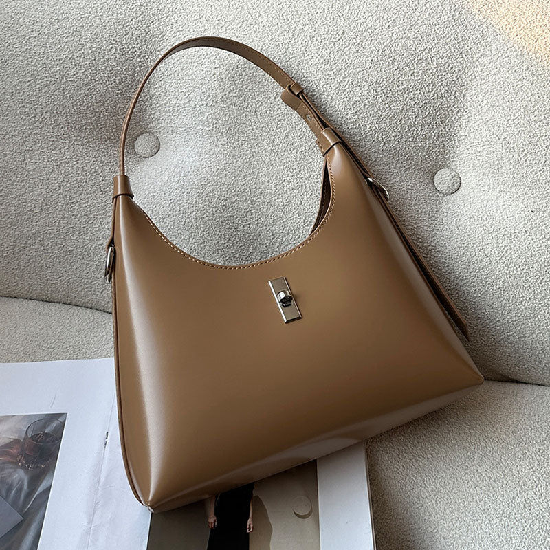 Women’s Genuine Leather Lock Single Shoulder Tote Bag image