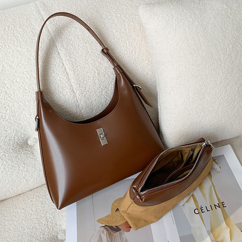 Women’s Genuine Leather Lock Single Shoulder Tote Bag image 8