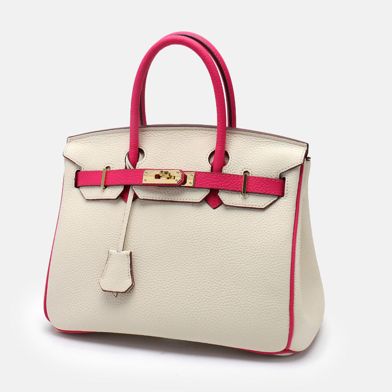Women’s Genuine Leather Lychee Pattern Lock Buckle Crossbody Shoulder Handbag image 5