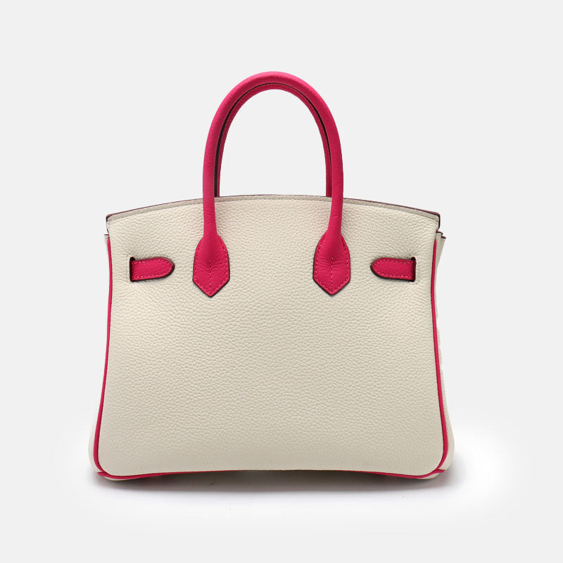 Women’s Genuine Leather Lychee Pattern Lock Buckle Crossbody Shoulder Handbag image 6