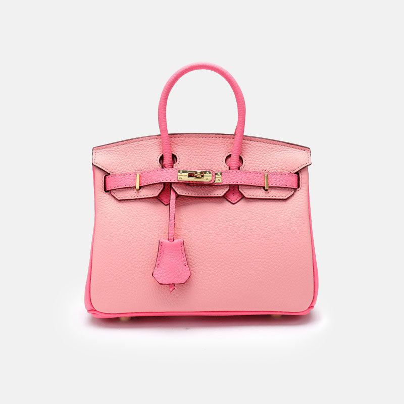 Women’s Genuine Leather Lychee Pattern Lock Buckle Crossbody Shoulder Handbag image 7