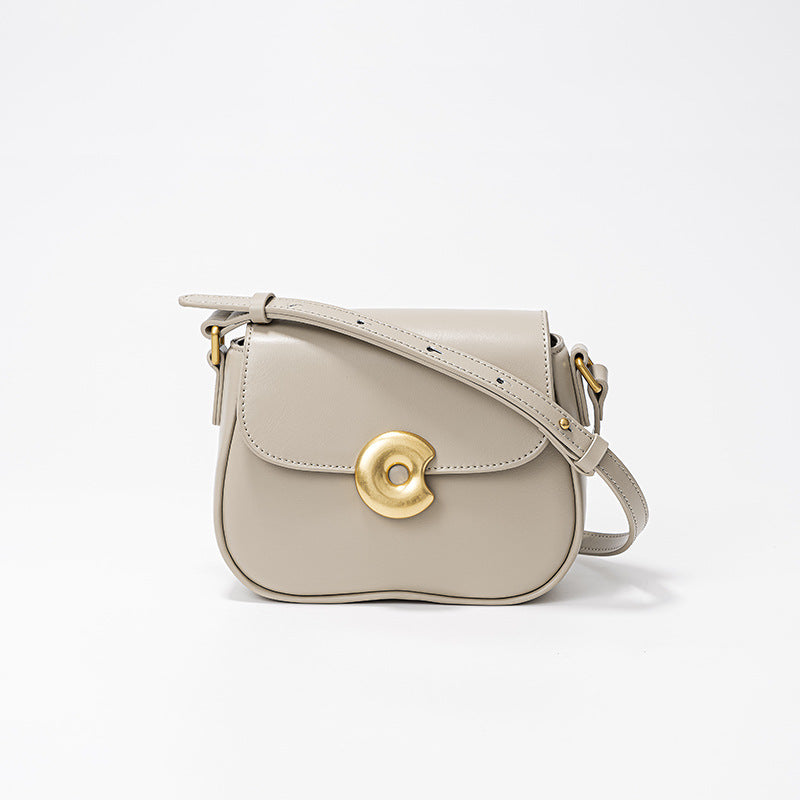 Women’s Genuine Leather Magnetic Buckle Crossbody Shoulder Saddle Bag In Minimalist image 8