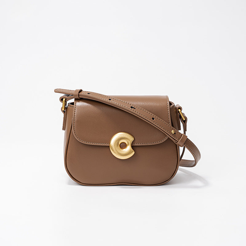 Women’s Genuine Leather Magnetic Buckle Crossbody Shoulder Saddle Bag In Minimalist image 9