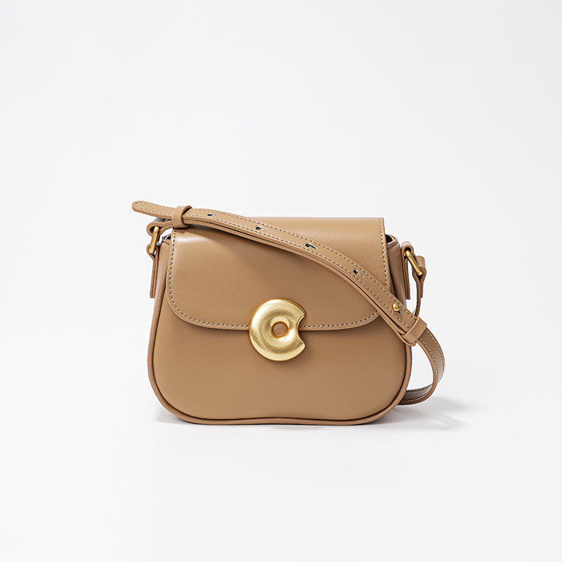 Women’s Genuine Leather Magnetic Buckle Crossbody Shoulder Saddle Bag In Minimalist image 10