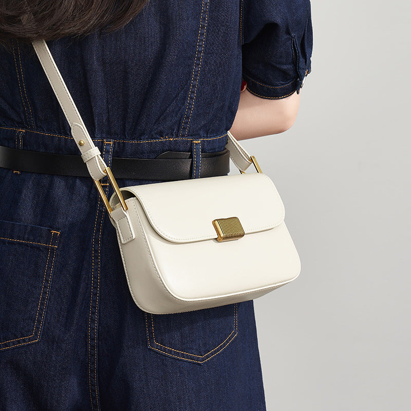 Women’s Genuine Leather Magnetic Clasp Crossbody Baguette Bags image 5