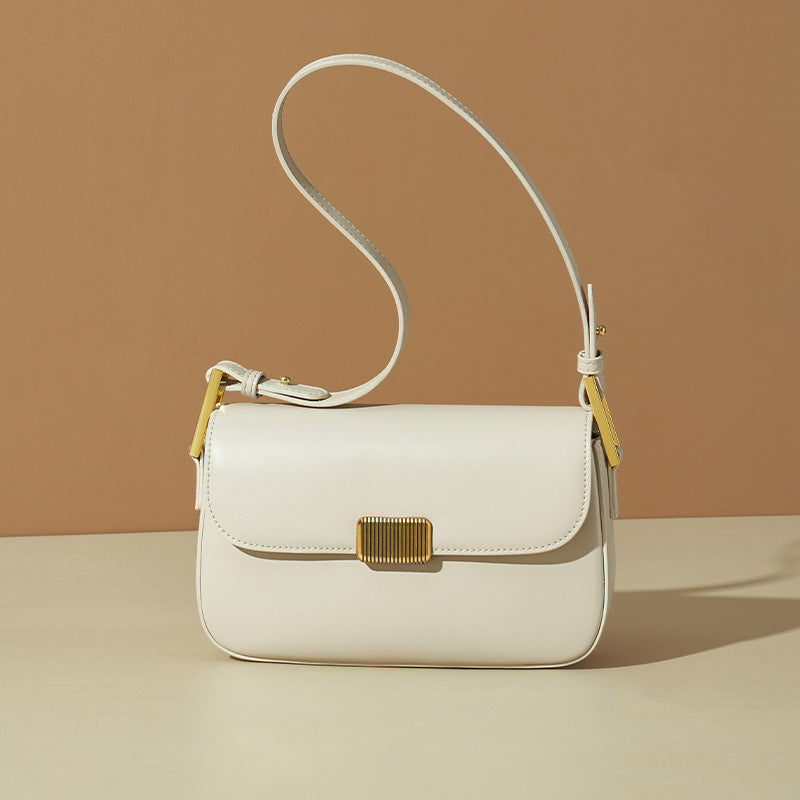 Women’s Genuine Leather Magnetic Clasp Crossbody Baguette Bags image 2
