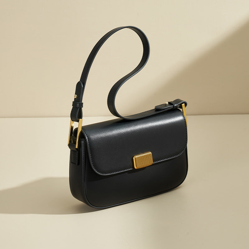 Women’s Genuine Leather Magnetic Clasp Crossbody Baguette Bags image 6