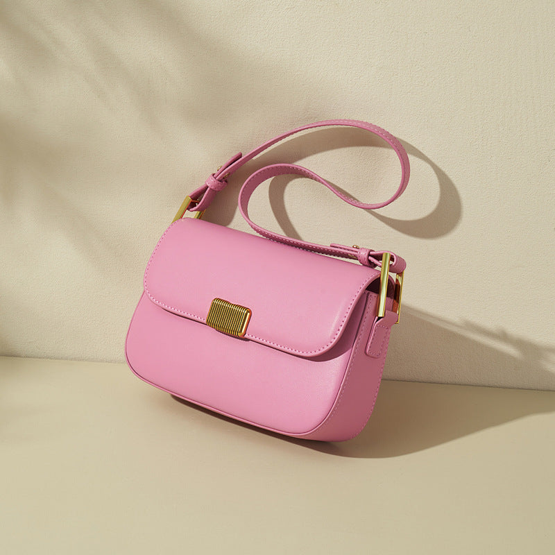 Women’s Genuine Leather Magnetic Clasp Crossbody Baguette Bags image 7