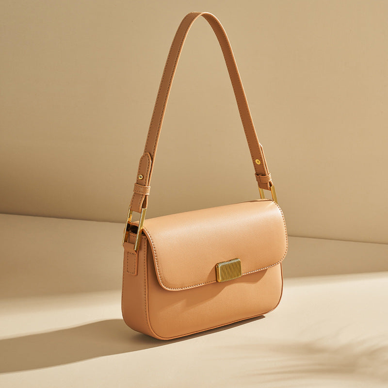Women’s Genuine Leather Magnetic Clasp Crossbody Baguette Bags image 8
