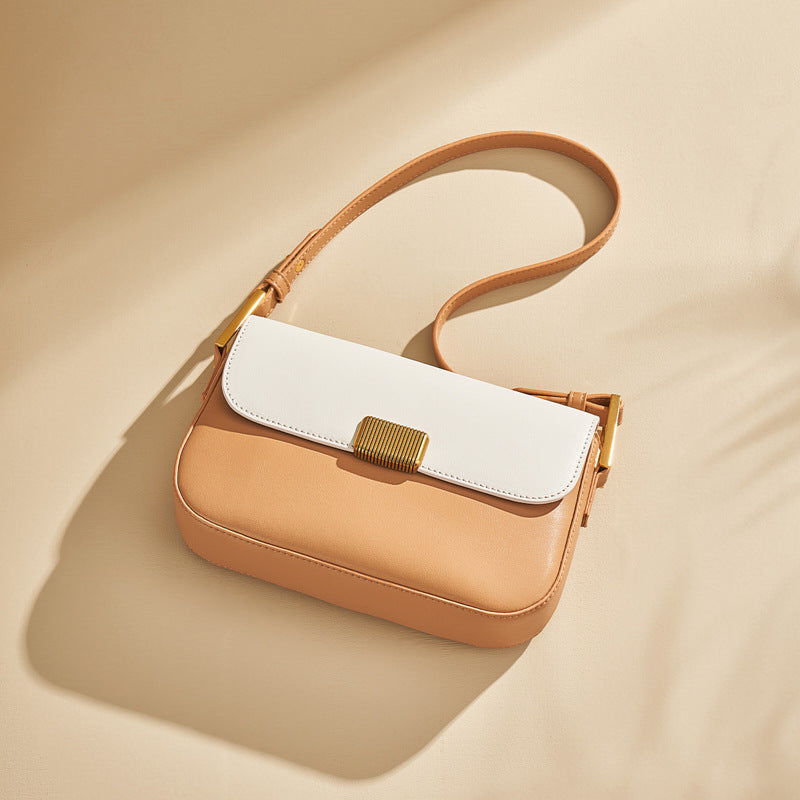Women’s Genuine Leather Magnetic Clasp Crossbody Baguette Bags image 9