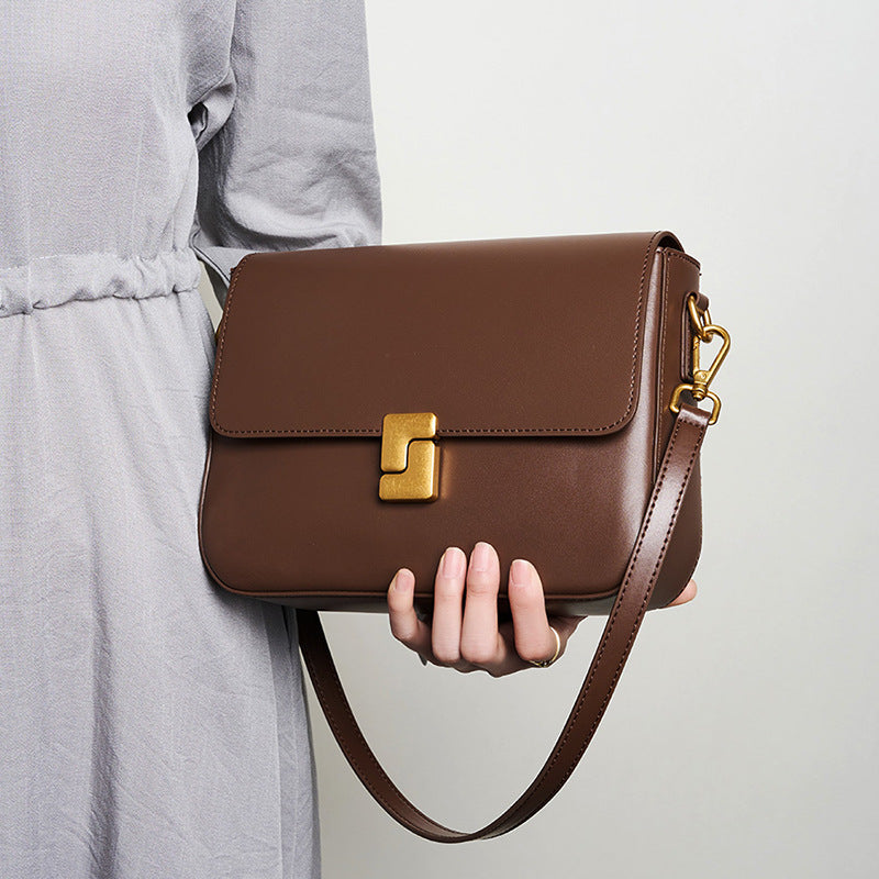 Women’s Genuine Leather Magnetic Closure Crossbody Shoulder Baguette Bags In Vintage image 2