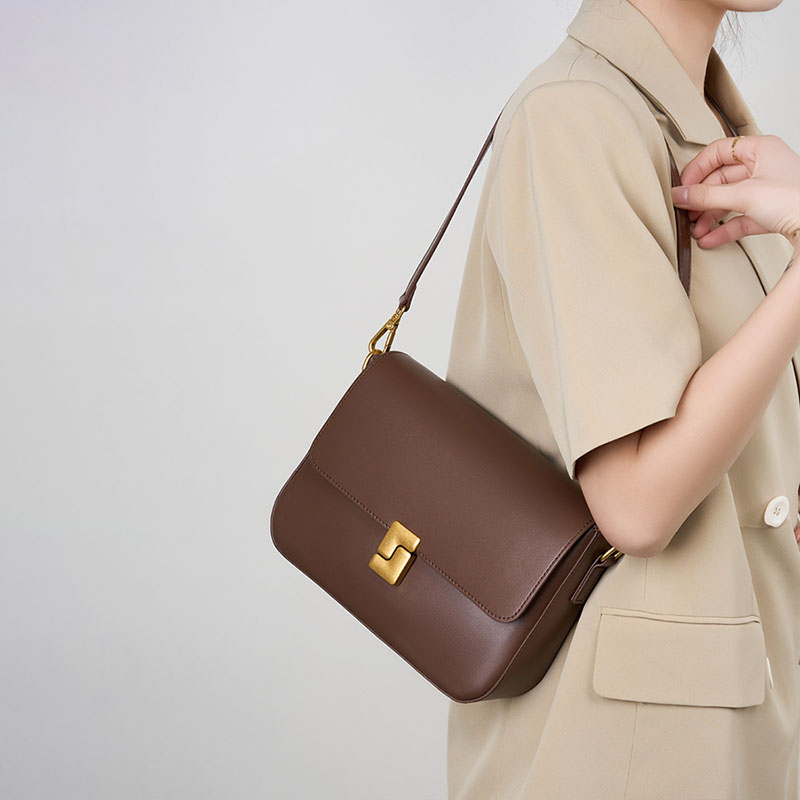 Women’s Genuine Leather Magnetic Closure Crossbody Shoulder Baguette Bags In Vintage image 3