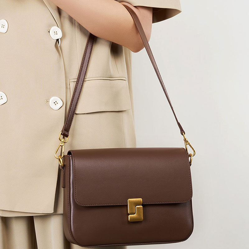 Women’s Genuine Leather Magnetic Closure Crossbody Shoulder Baguette Bags In Vintage image 4