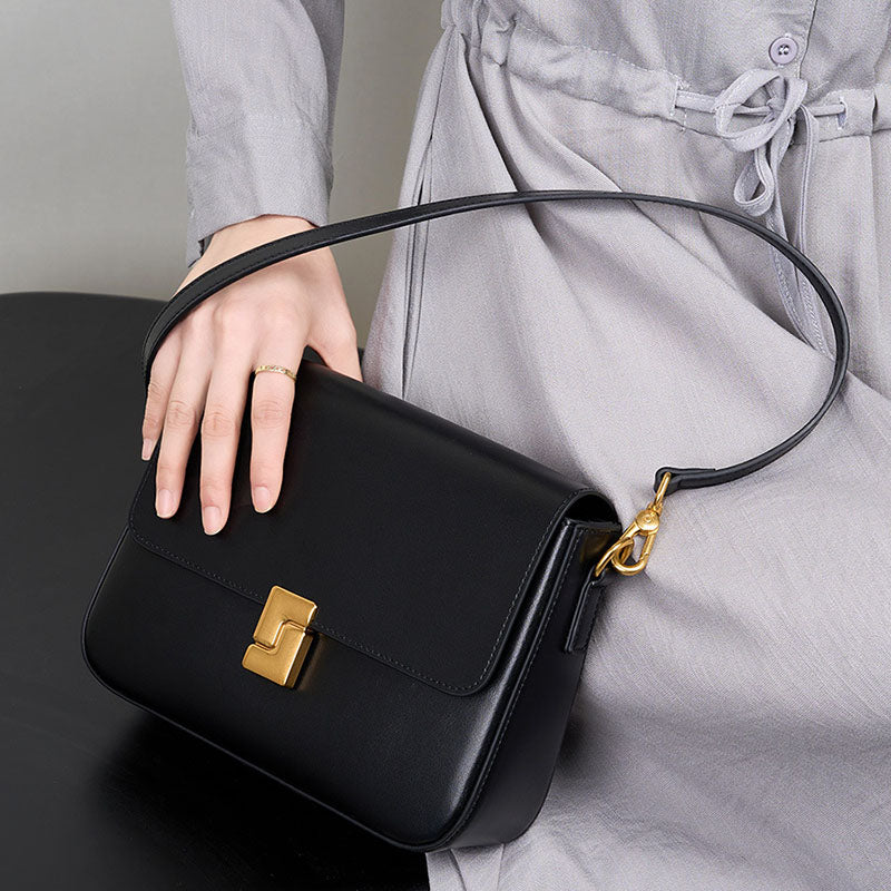 Women’s Genuine Leather Magnetic Closure Crossbody Shoulder Baguette Bags In Vintage image 6