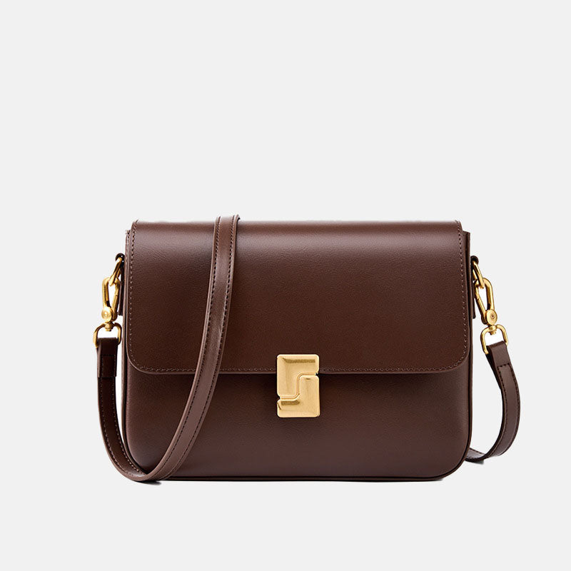 Women’s Genuine Leather Magnetic Closure Crossbody Shoulder Baguette Bags In Vintage image