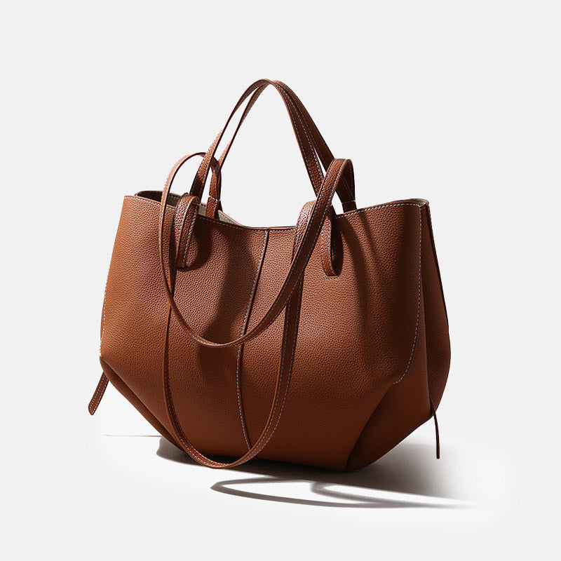 Women’s Genuine Leather Magnetic Closure Crossbody Tote Bag image 2