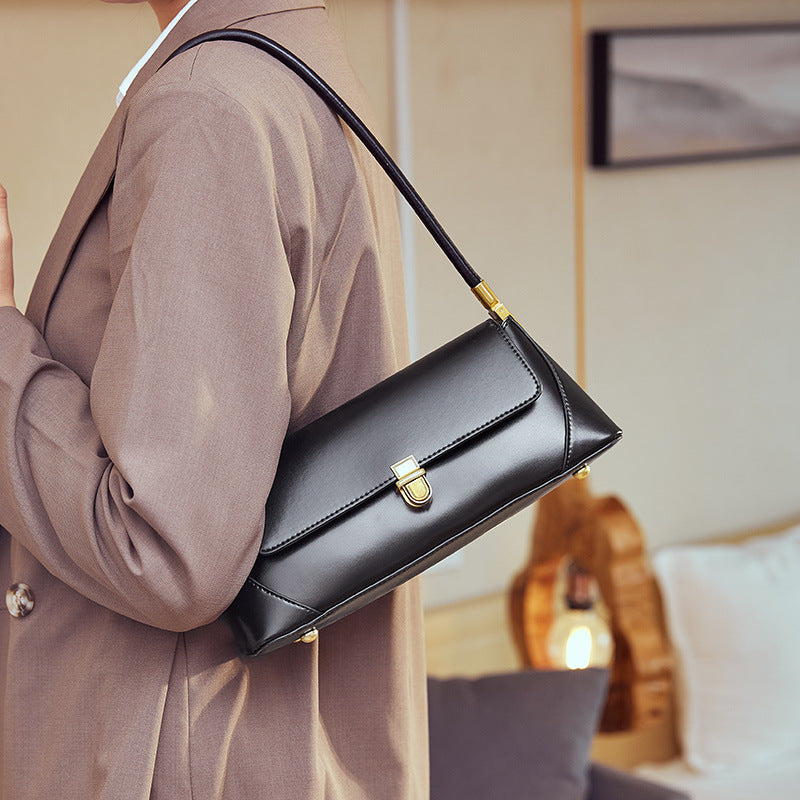Women’s Genuine Leather Minimal Baguette Bags image 6