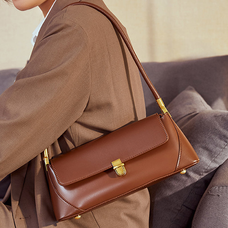 Women’s Genuine Leather Minimal Baguette Bags image 4