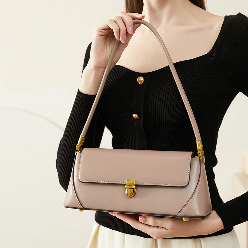 Women’s Genuine Leather Minimal Baguette Bags image 2