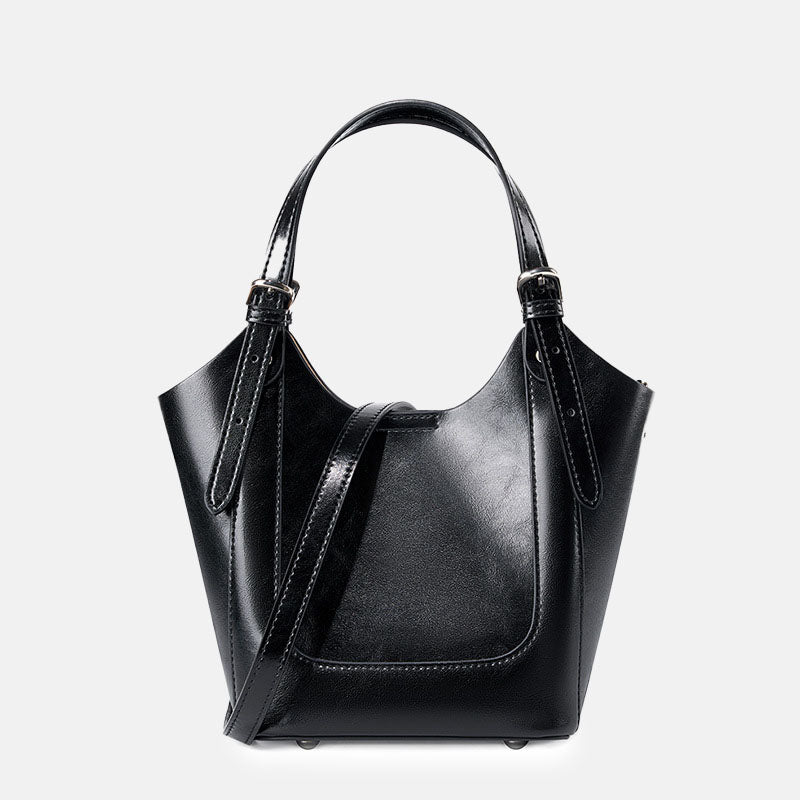 Women’s Genuine Leather Minimalist Bucket Crossbody Tote Bag image