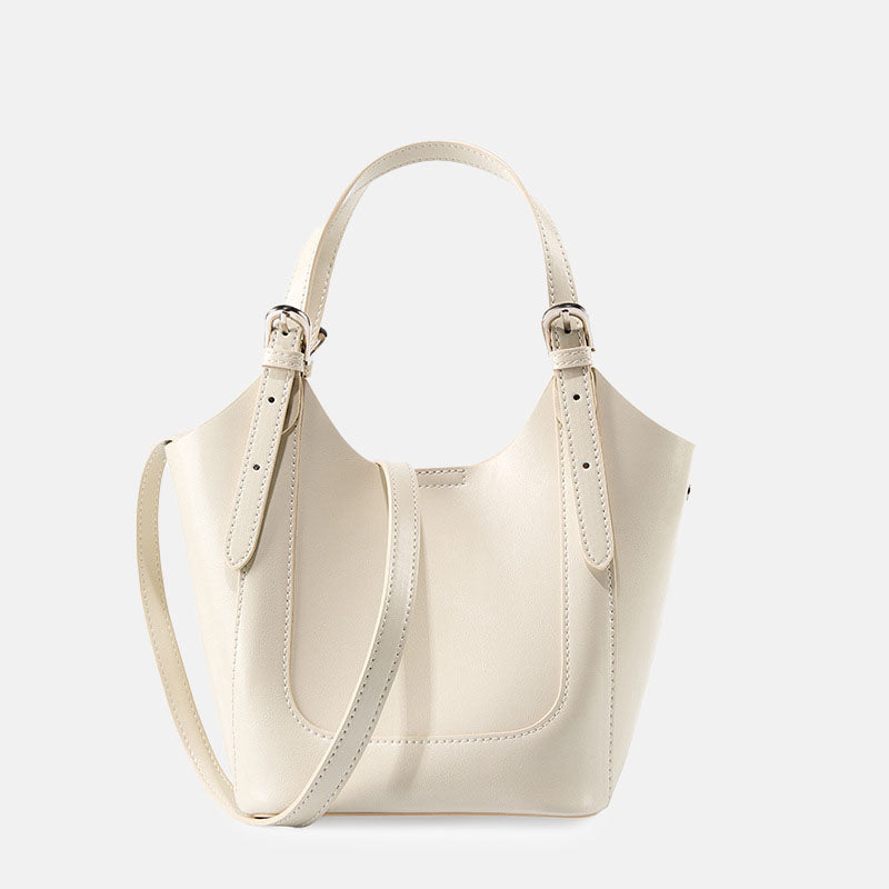 Women’s Genuine Leather Minimalist Bucket Crossbody Tote Bag image 6