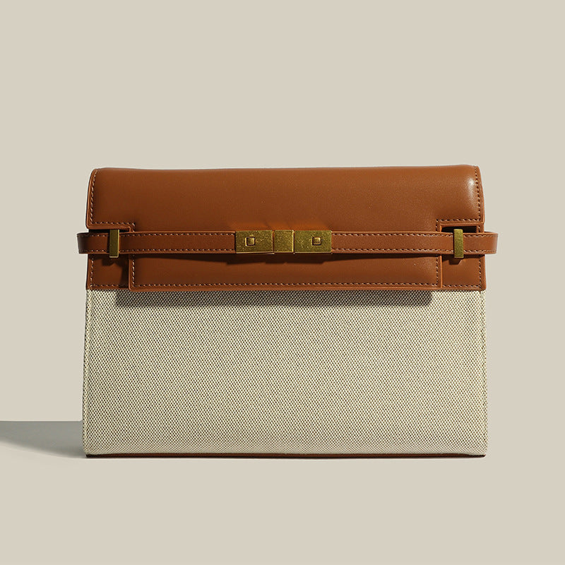 Women’s Genuine Leather Minimalist Color Block Crossbody Shoulder Bag image