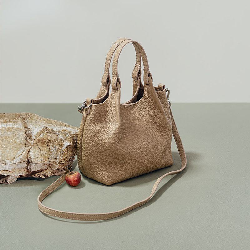 Women’s Genuine Leather Minimalist Crossbody Bucket Handbag image 2