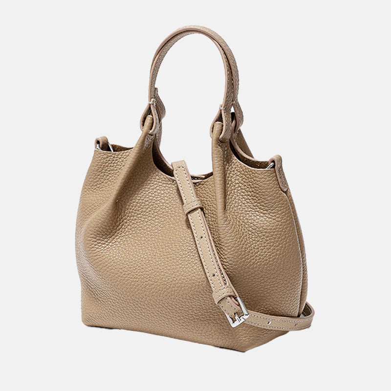Women’s Genuine Leather Minimalist Crossbody Bucket Handbag image