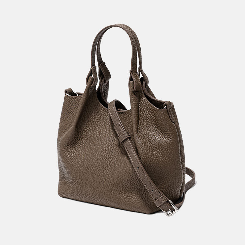 Women’s Genuine Leather Minimalist Crossbody Bucket Handbag image 4