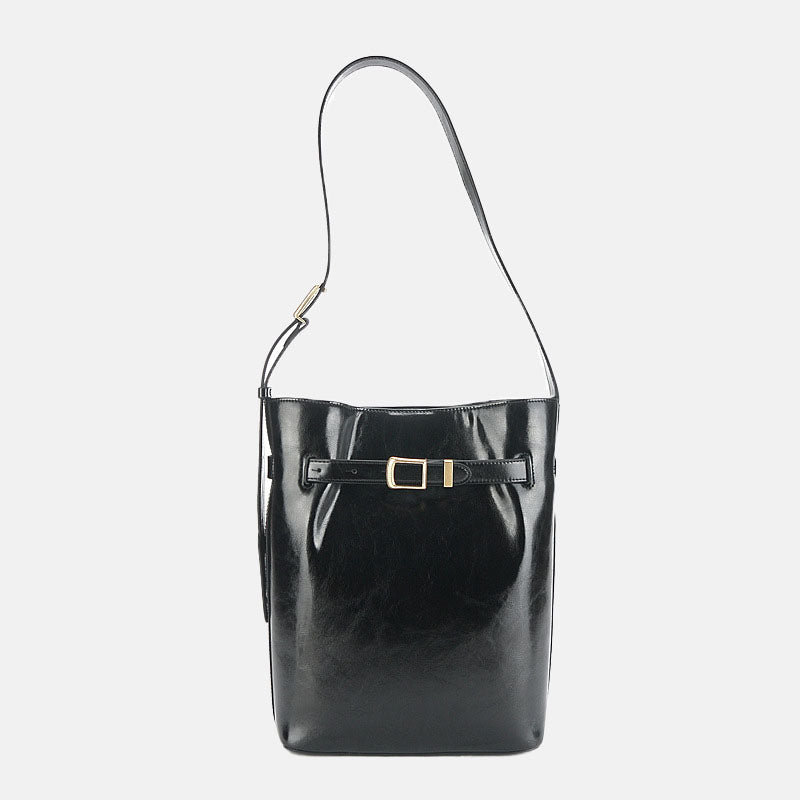 Women’s Genuine Leather Minimalist Crossbody Shoulder Bucket Bag image
