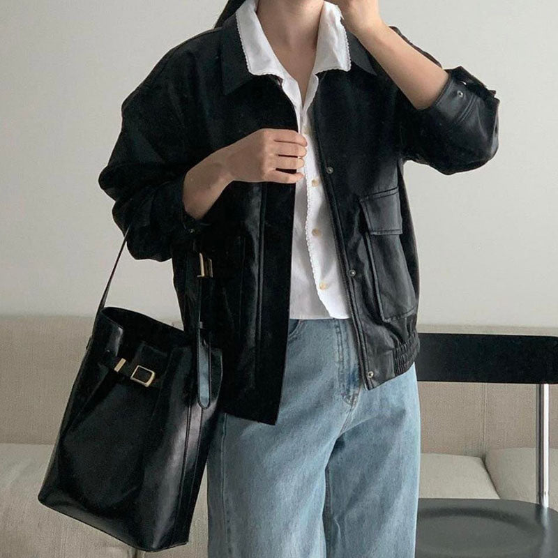 Women’s Genuine Leather Minimalist Crossbody Shoulder Bucket Bag image 5