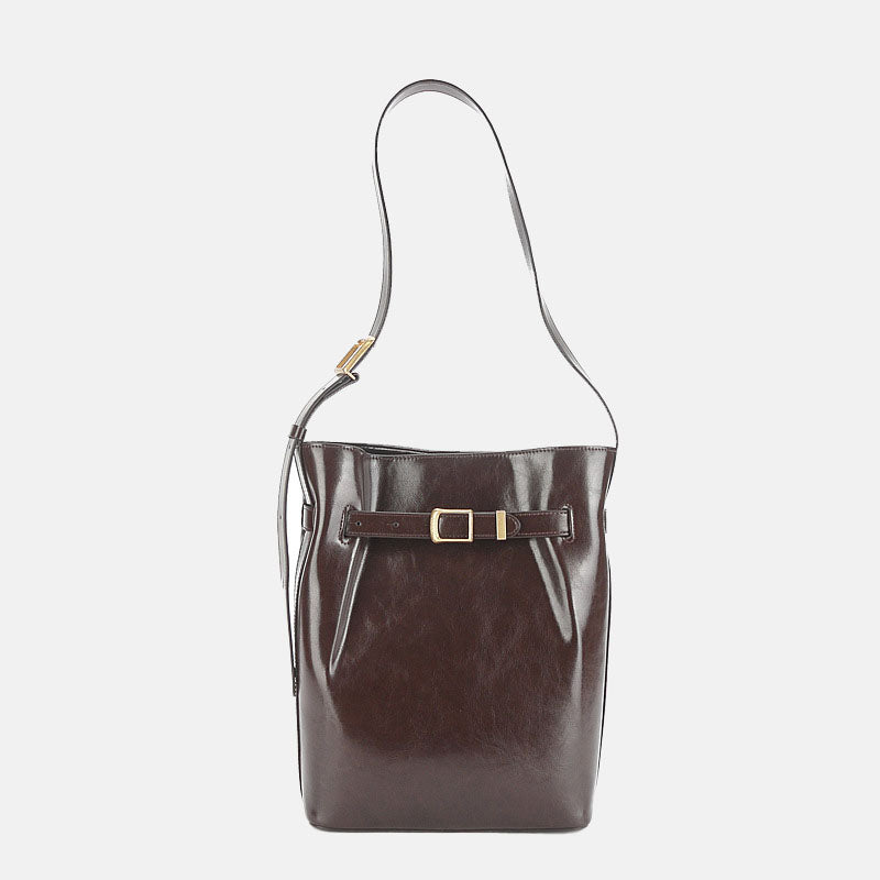 Women’s Genuine Leather Minimalist Crossbody Shoulder Bucket Bag image 6