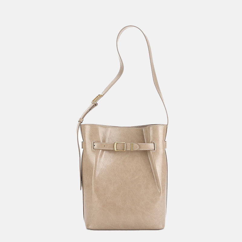 Women’s Genuine Leather Minimalist Crossbody Shoulder Bucket Bag image 8