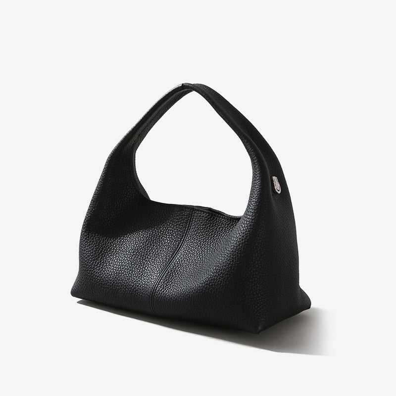 Women’s Genuine Leather Minimalist Dumpling-Shaped Magnetic Closure Handbag image