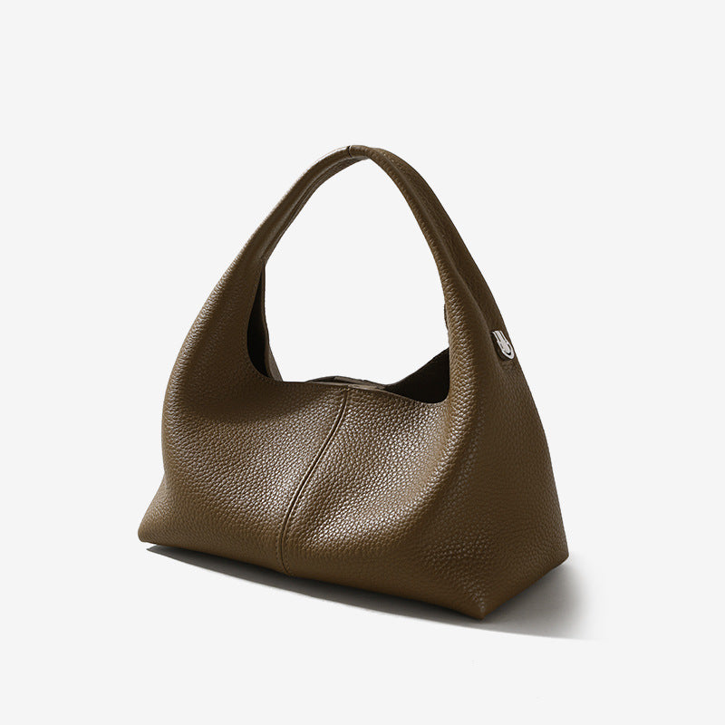 Women’s Genuine Leather Minimalist Dumpling-Shaped Magnetic Closure Handbag image 2